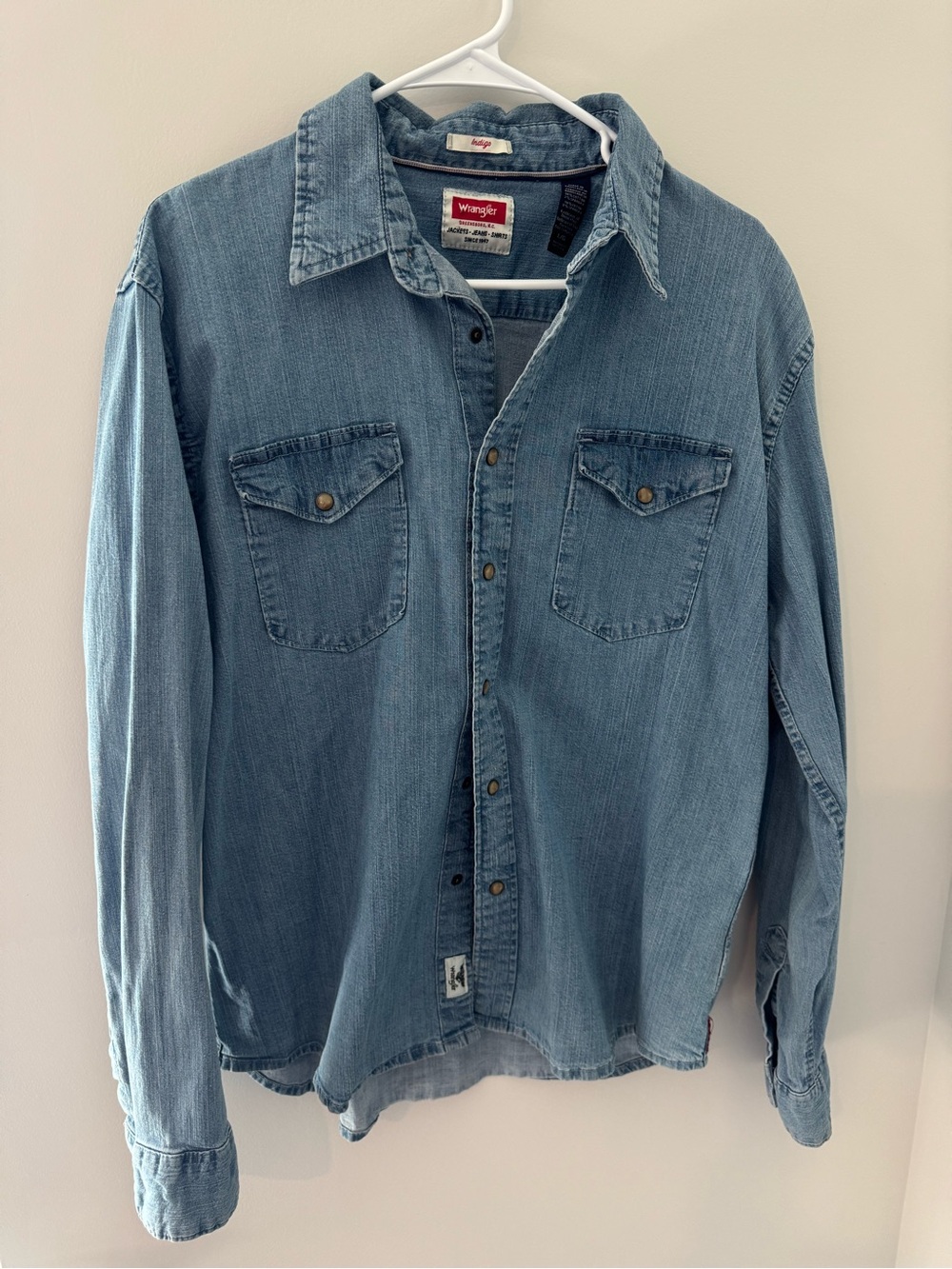 Wrangler Light Blue Denim Button-Down Shirt